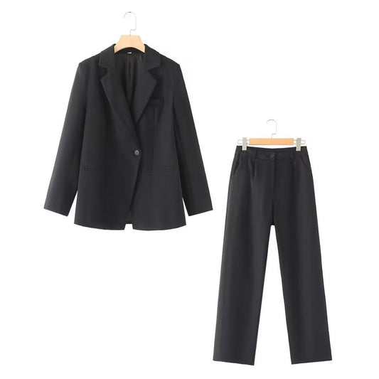 Dam Kostym Slim Fit med LÄnga Byxor Polyester Elastan-1