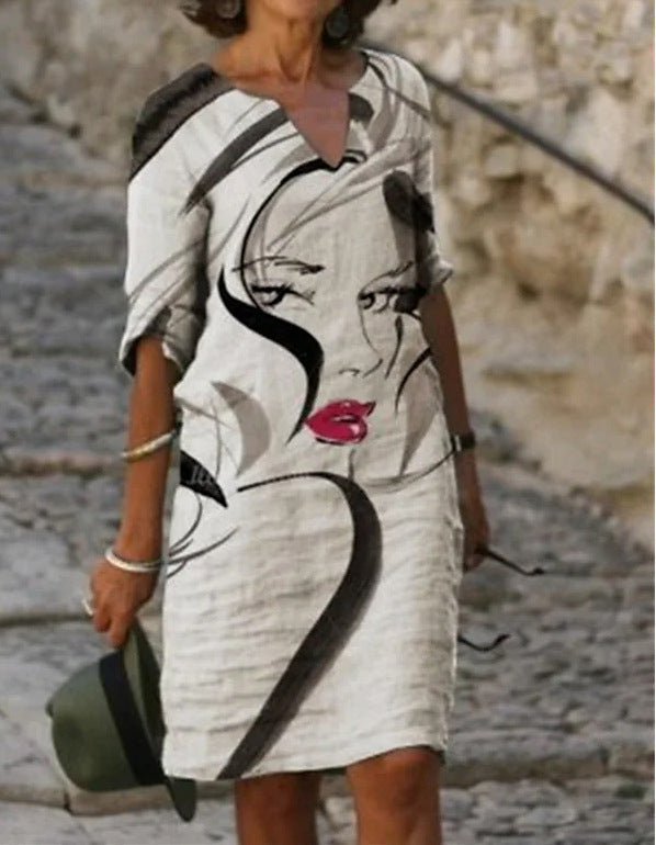 Variant image for Dam Klänning Midi A-Linje V-Hals 100% Polyester-31