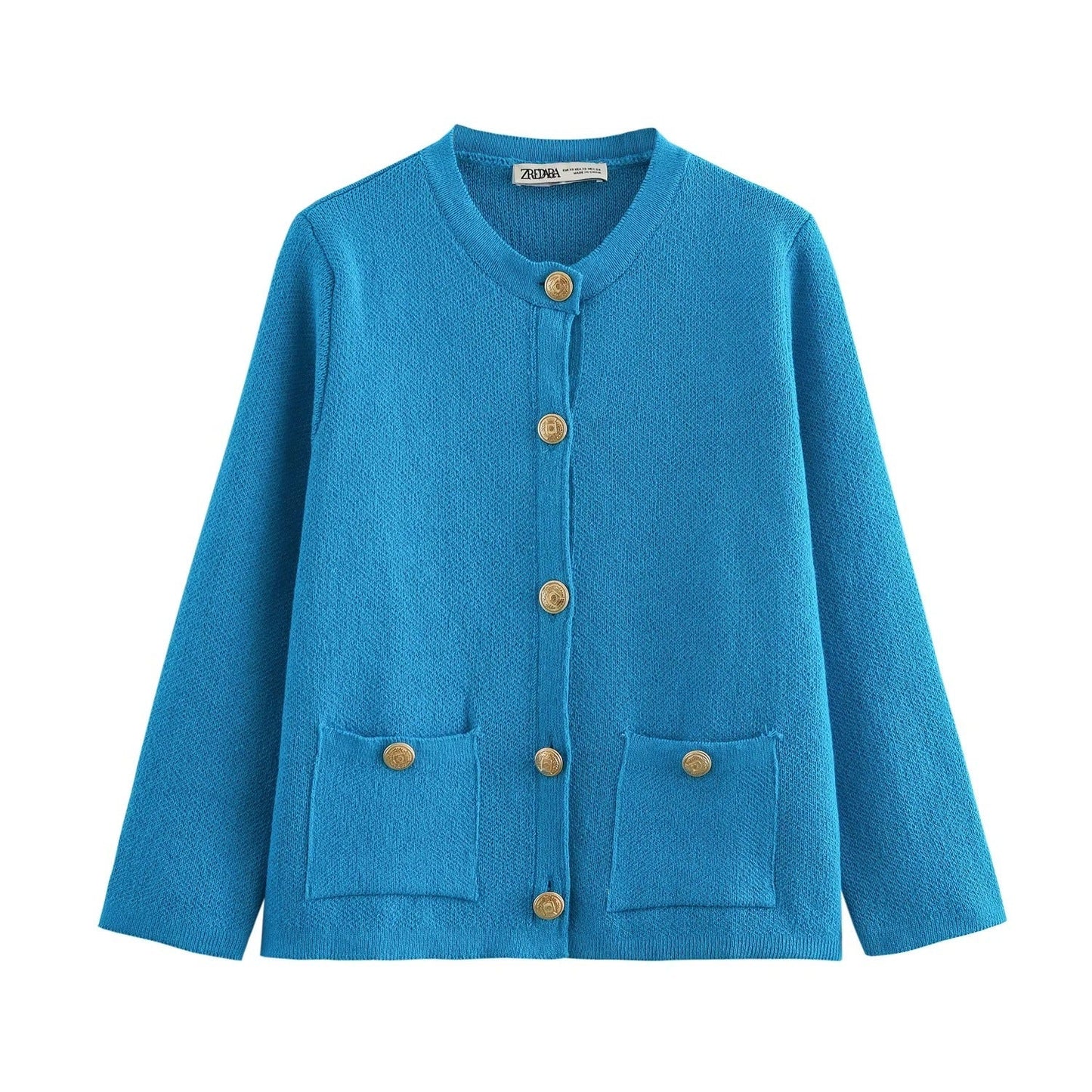 Kvinnors Cardigan med Knappdetaljer och Praktiska Väskor Mjuk Fiber-3