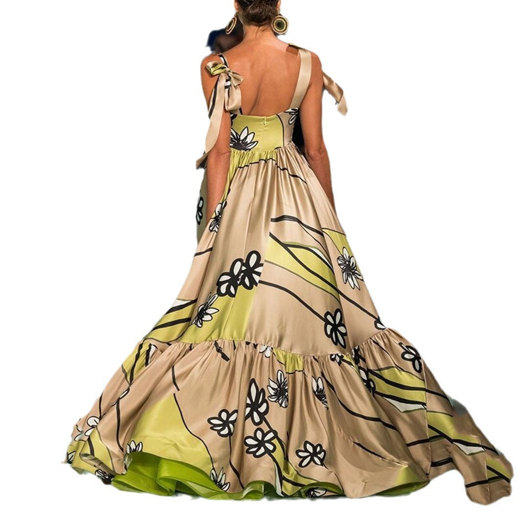 Kvinna A-Line Klänning Bohemisk Stil Polyester Ärmlös V-Hals-5