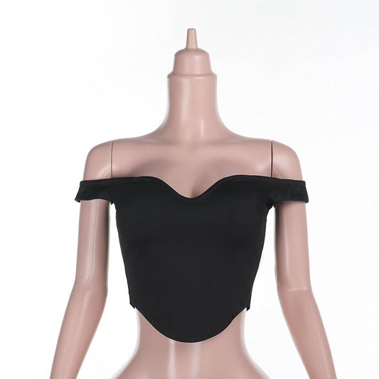 Kvinnors Off-Shoulder Topp med Rüsch-detaljer Mjukt Elastiskt Tyg-1