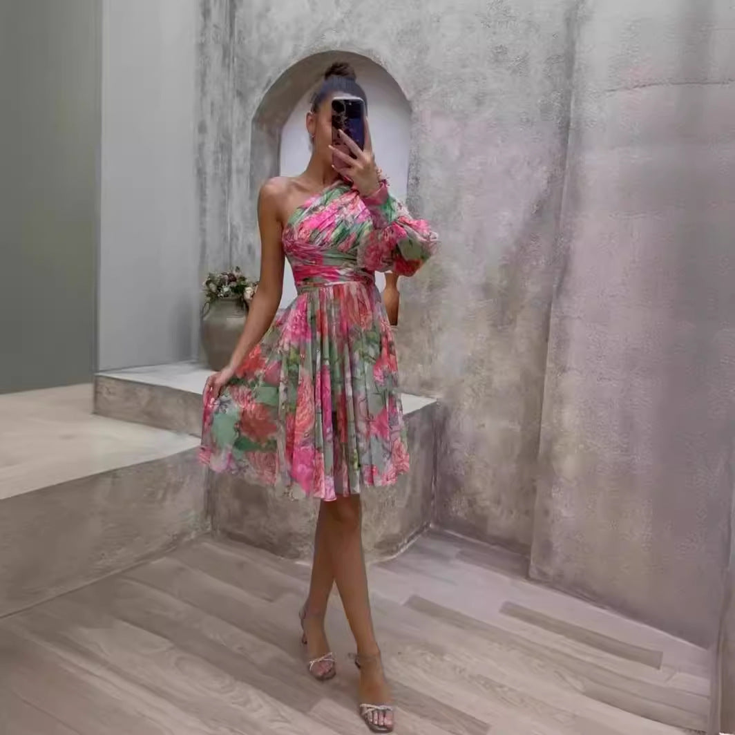 Dam Lång Kjol Asymmetrisk Chiffon Mid-Längd Elegant-3