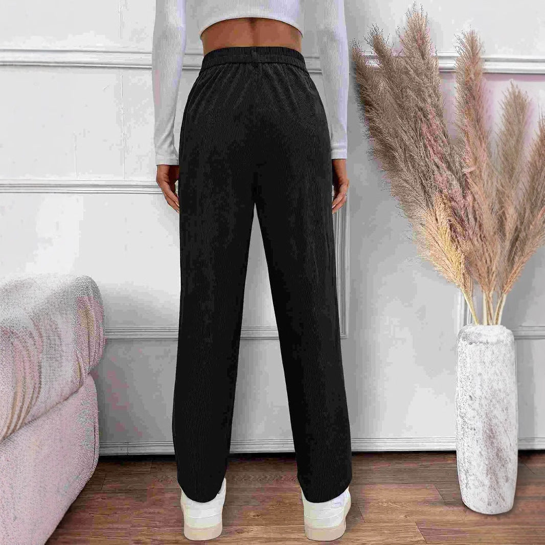 Elegant Midjiga Buntbyxor i Sladdmaterial för Kvinnor – Bekväm och Stilren Design med Sidfickor 4