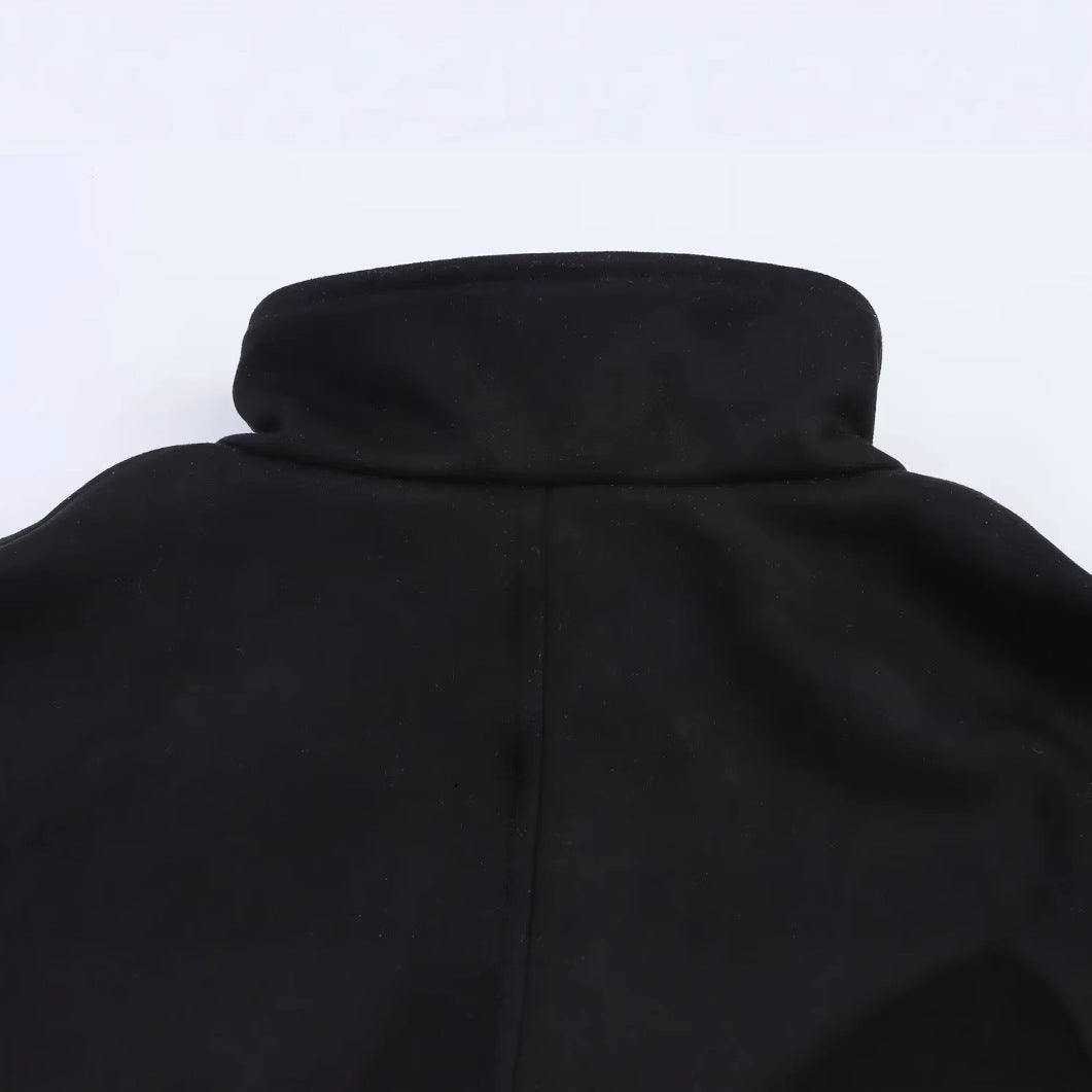 Kvinnors Kappa Öppen Front Mjuk Material Elegant Ståkrage 3
