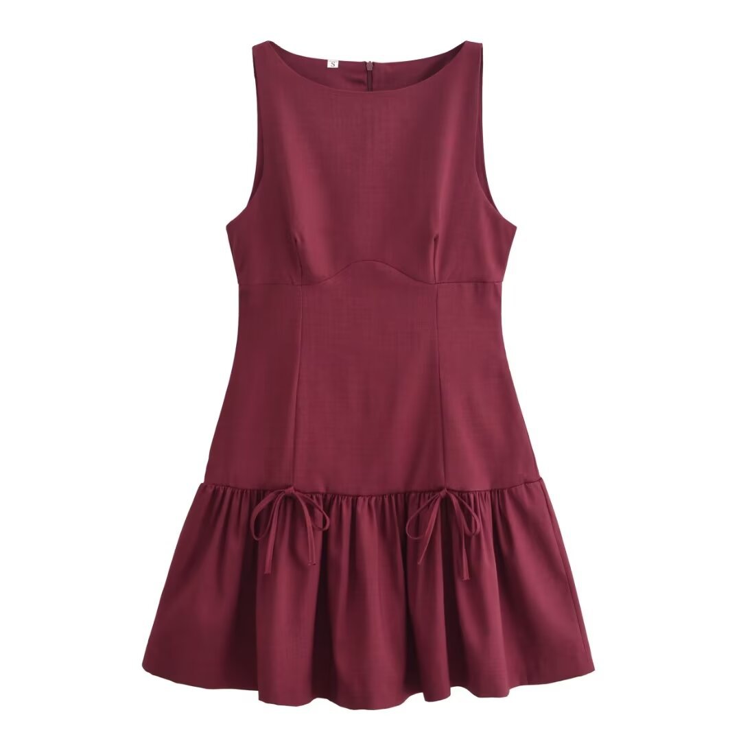 Fina Dam Klänningar A-Line Polyester Rund Halsringning-6