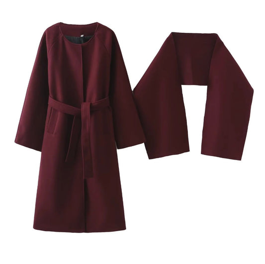 Moderne Damenkappa aus Weichem Stoff mit Breiter Kragen und Gürteldesign – Elegante Schnittführung für Alltag und Formalanlässe 1
