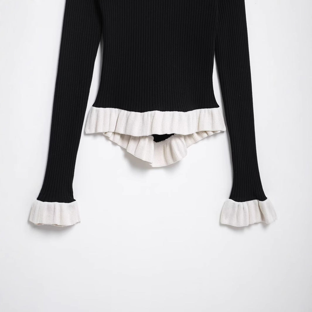 Dam Tröja V-ringad Slim Fit Polyester med Vertikala Ränder-4