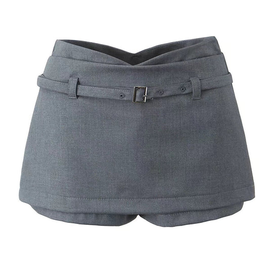 Kvinna A-Line Kjol Tvåfärgad Kort Polyester-1