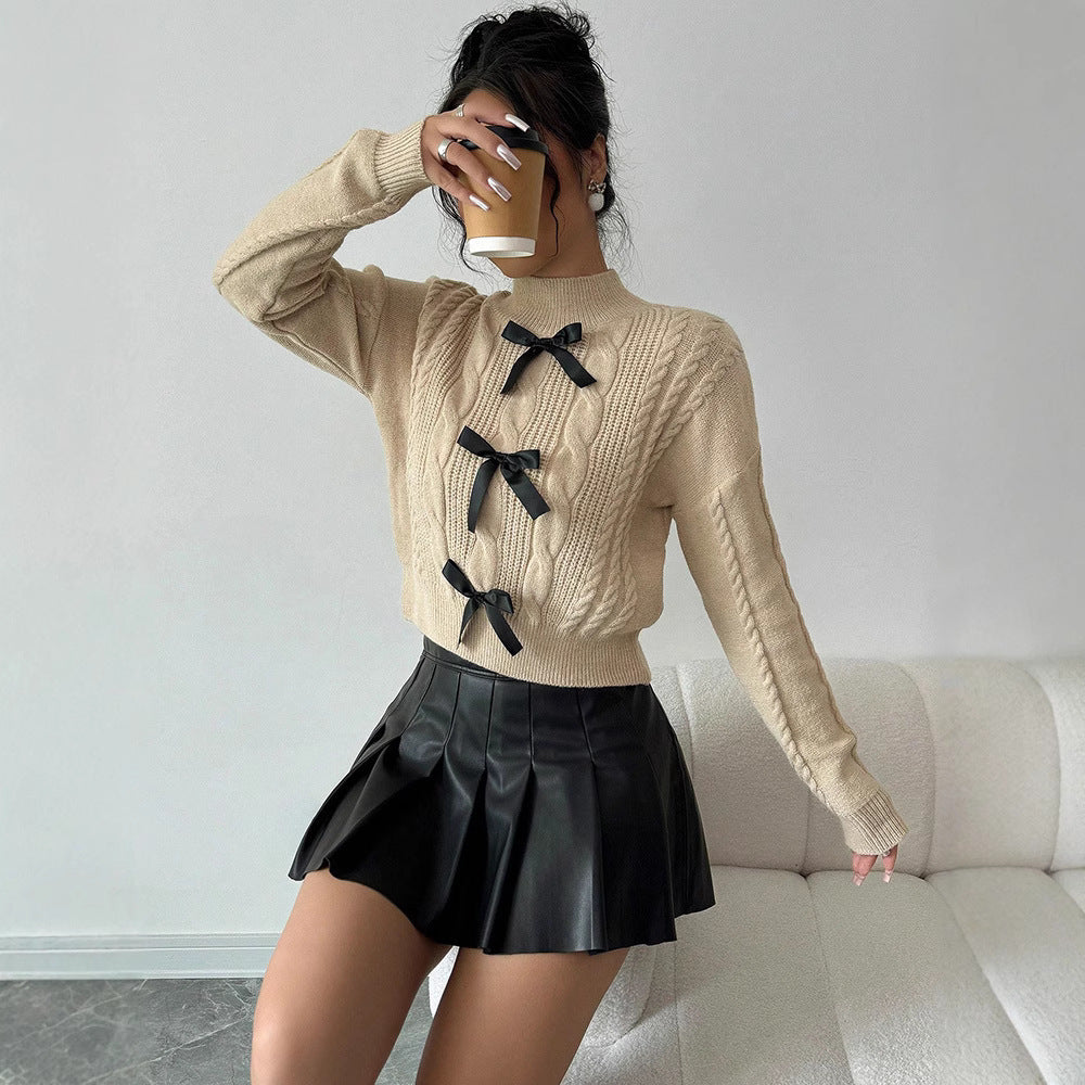 Dam Stickad Tröja Med Lekfulla Detaljer Mjukt Material-2