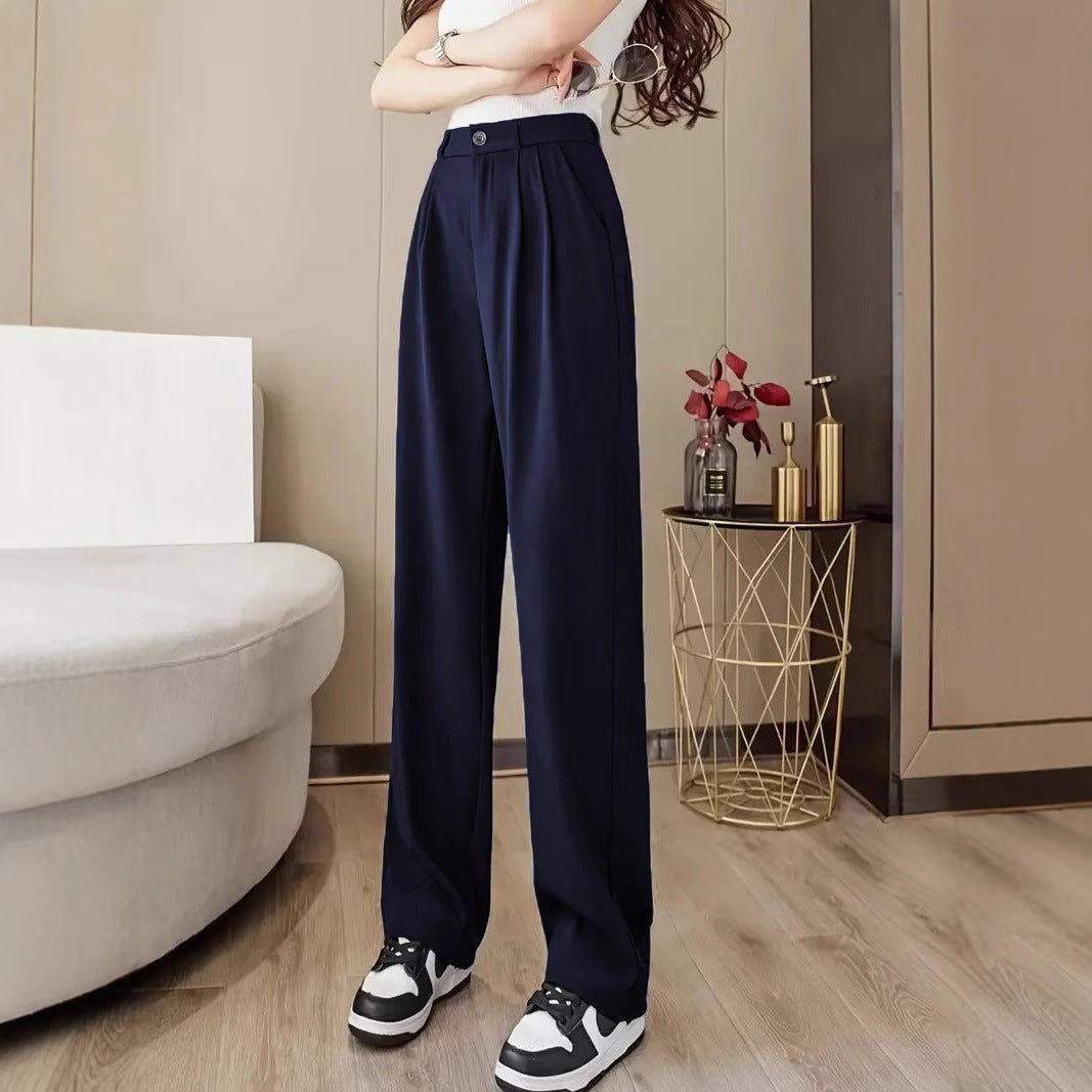 Snygga Byxor Dam Långa Casual Polyester Medelmidja-3