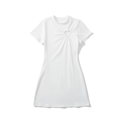 T Shirtklänning för Kvinnor med Hjärthalsring i Andningsbar Bomull – Löst Snitt, Perfekt för Sommarens Evenemang 1