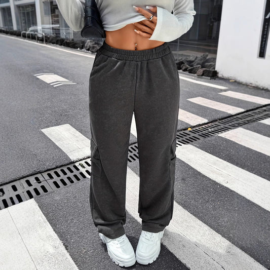 Fritidsbyxor Dam med Bred Snitt och Elastiskt Midjeband - Andningsbart Material för Sport och Avkoppling 1