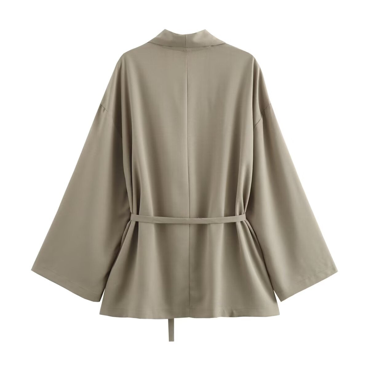 Dam Kimonotopp Set med Raka Byxor Polyester Elegant Avslappnad-3