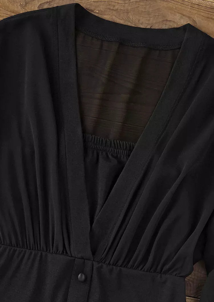 Dam Långärmad T-shirt V-ringad Polyester Elegant Pullover-4