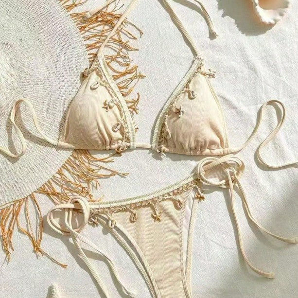 Kvinnors Bikiniset Triangulär Design Elastiskt Material-2