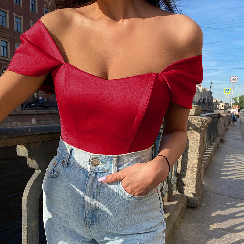 Variant image for Kvinnors Bustier Topp Axelfri Rüsch Satin-15