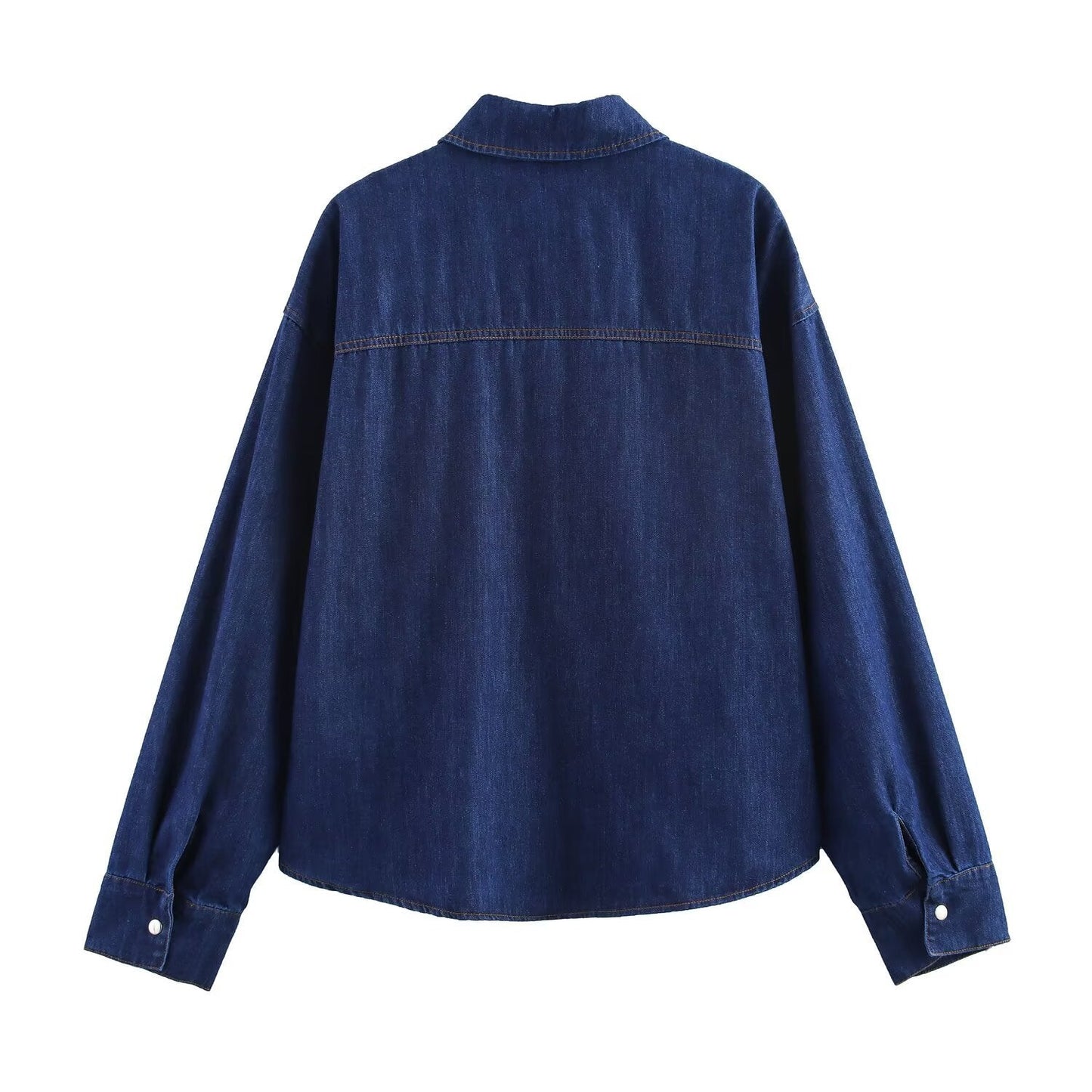 Dam Skjorta Långärmad Avslappnad Denim-3