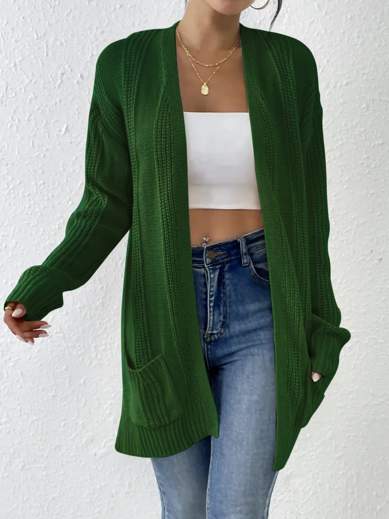 Variant image for Lång Kofta Dam Öppen Spandex Cardigan-5