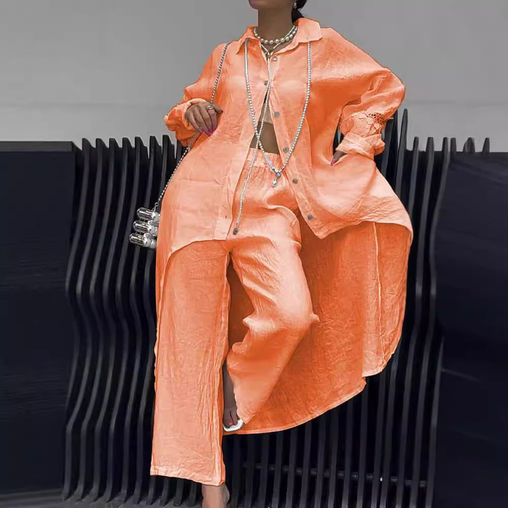 Herr Oregelbunden Hemdräkt Lång Ärmar Polyester-2