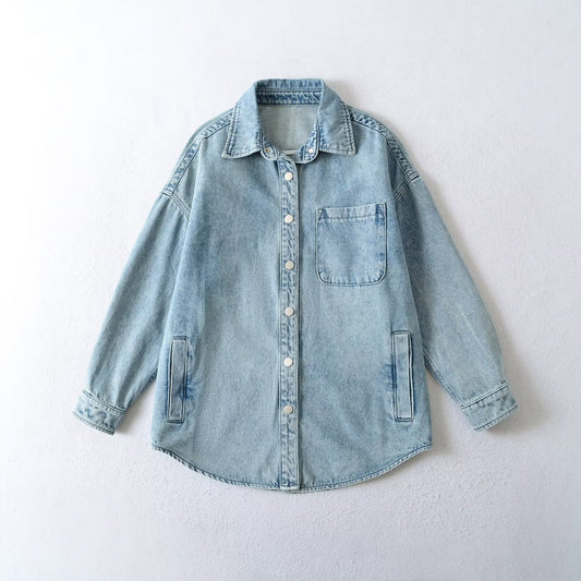 Överdimensionerad Denimjacka för Kvinnor – Högkvalitativ Denim med Fickor, Avslappnad Passform, Mångsidig Design 1