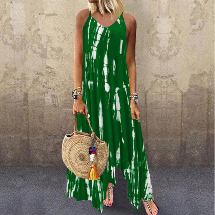 Fina Dam Klänningar Lång Ärmar Tryckt Tie-Dye Bomull Polyester 5