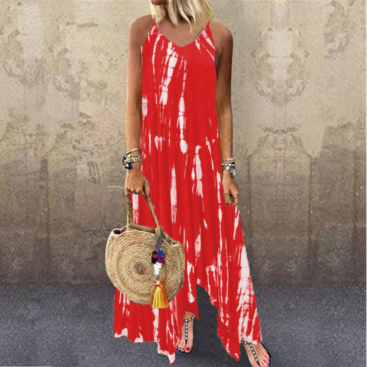 Fina Dam Klänningar Lång Ärmar Tryckt Tie-Dye Bomull Polyester 4