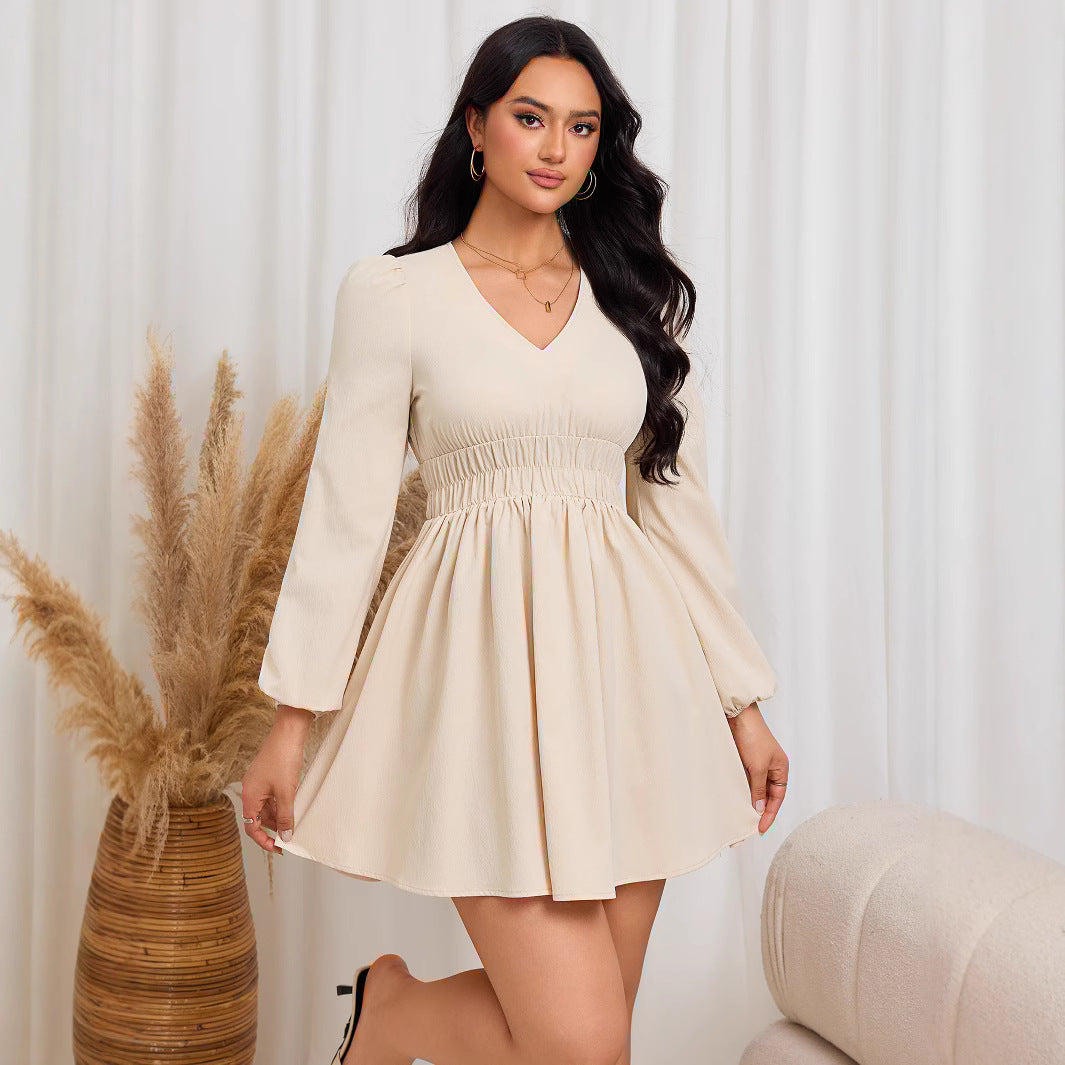 Dam A-Line Kjol V-ringning Elastisk Polyester-2