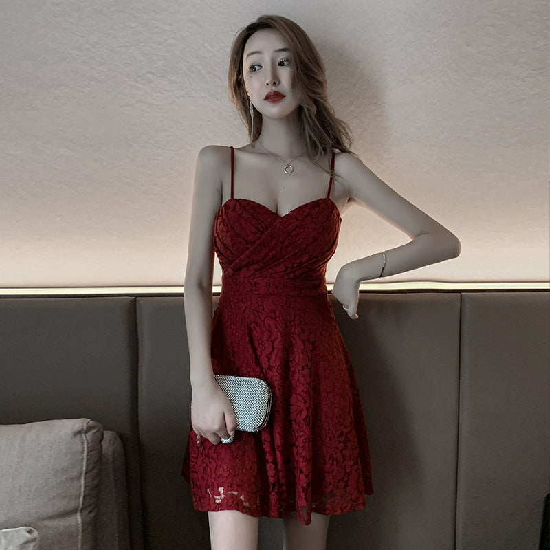 Damklänning V-ringad Spaghettiband Kort Polyester Fina Dam Klänningar-2