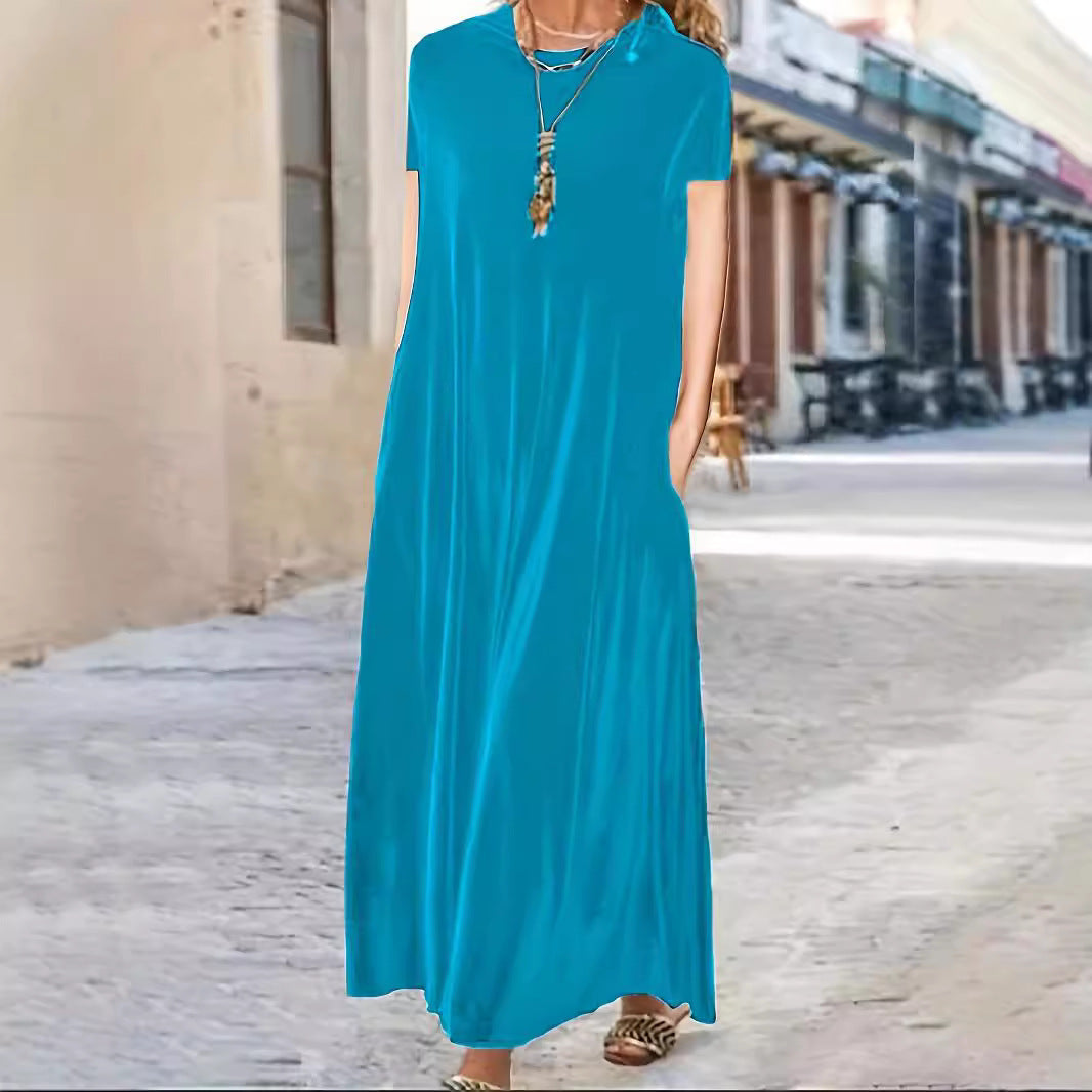 Damklänning A-linje Rund Hals Polyester Långärmad Elegant-4