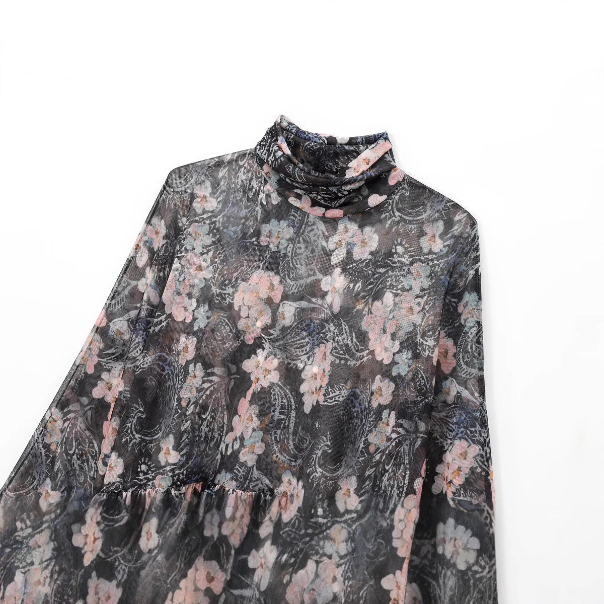 Blus Dam med Blommigt Mönster och Ruffle Design – Lätt och Bekväm för Vår och Sommar 3