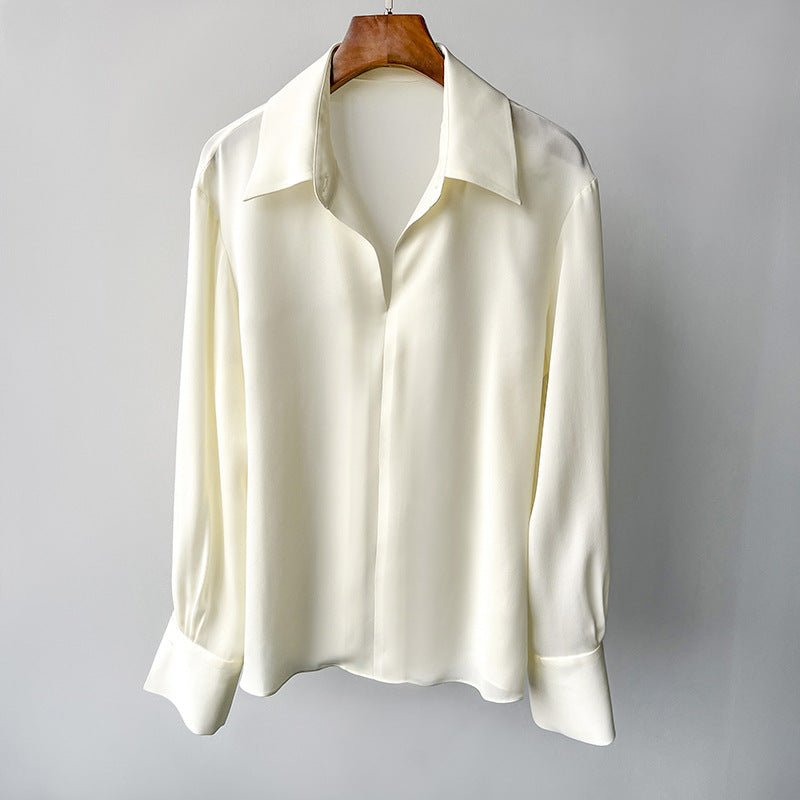 Dam Skjorta Rak Passform Silkeslen Polyester-6