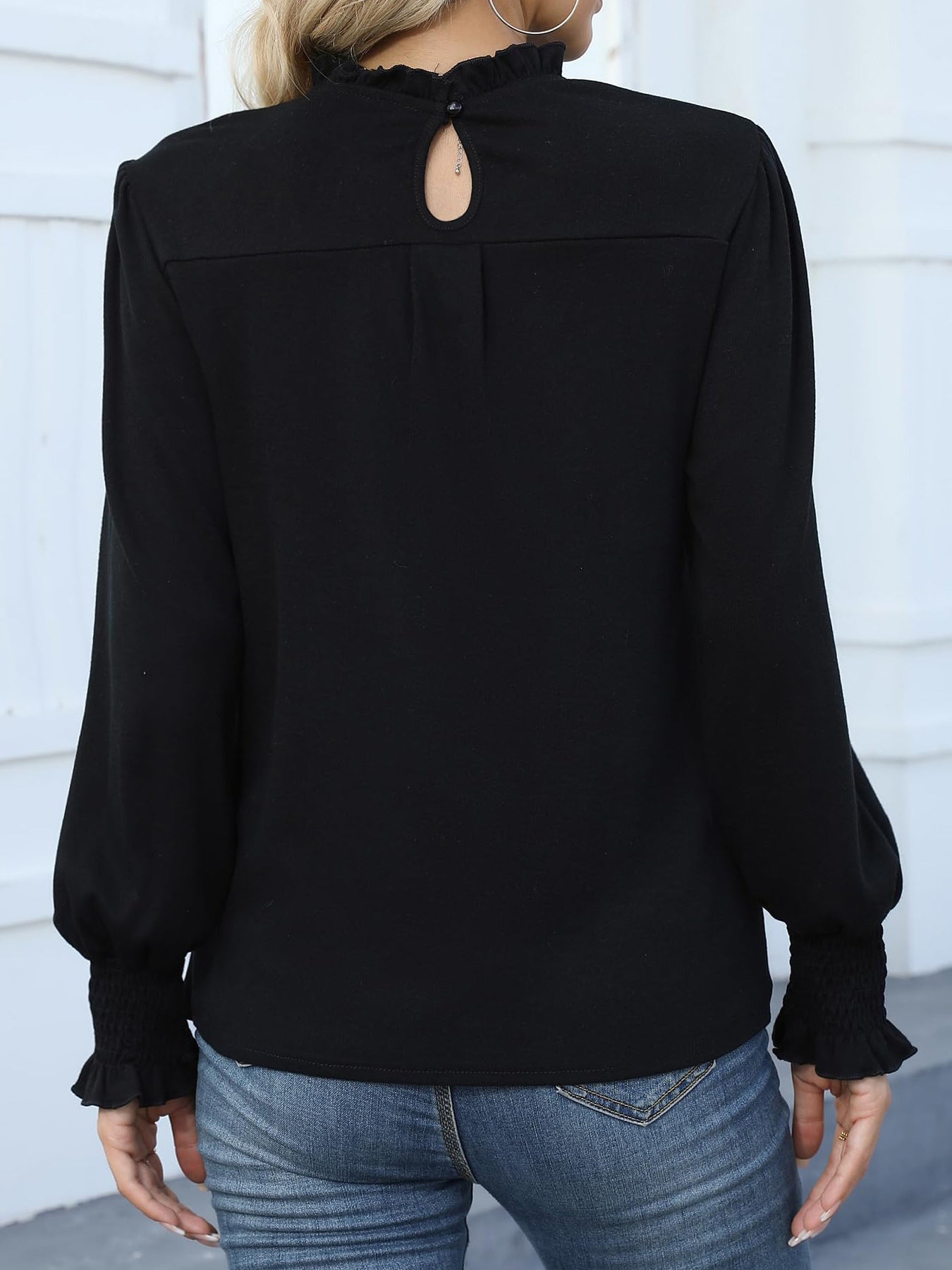 Herrskjorta Långärmad Stand-Up Krage Polyester för Modern Stil-4