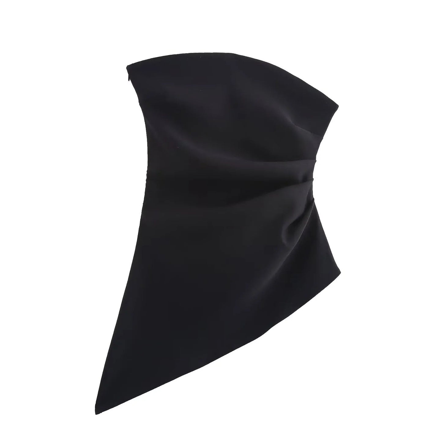 Dam Festtopp Asymmetrisk Draperad Silkeslen Tyg 4