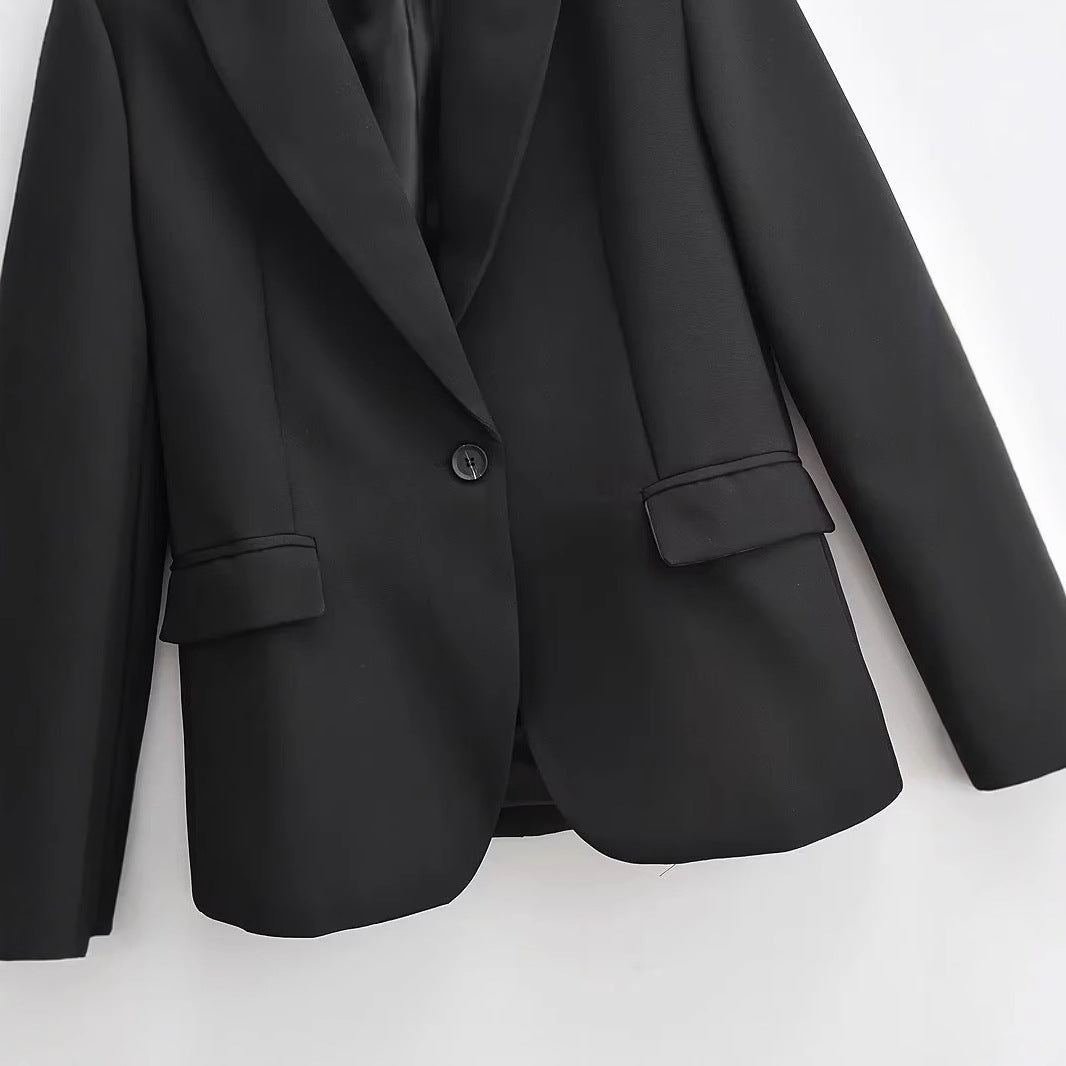 Dam Blazer Modern Snitt Skräddarsydd Polyester med Sidofickor 3