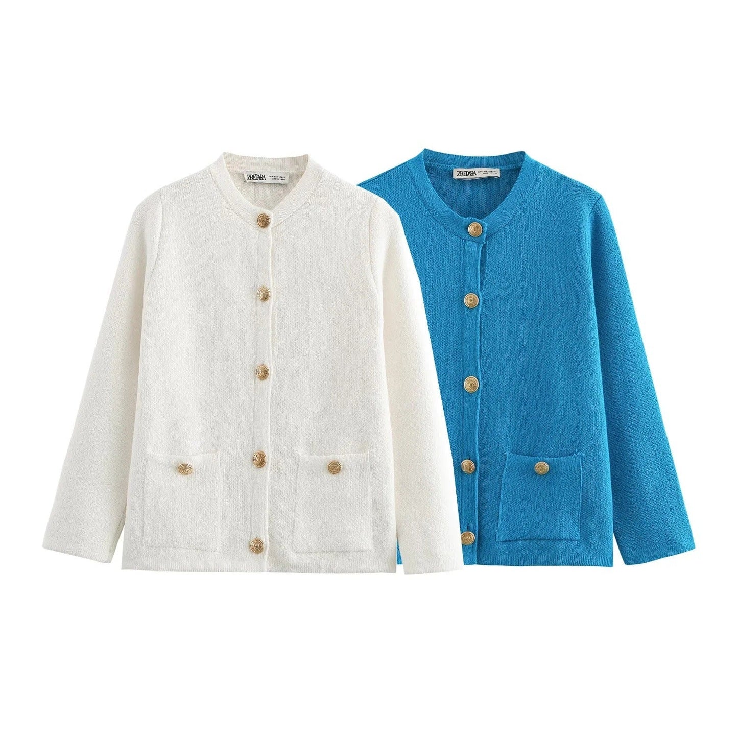 Kvinnors Cardigan med Knappdetaljer och Praktiska Väskor Mjuk Fiber-2