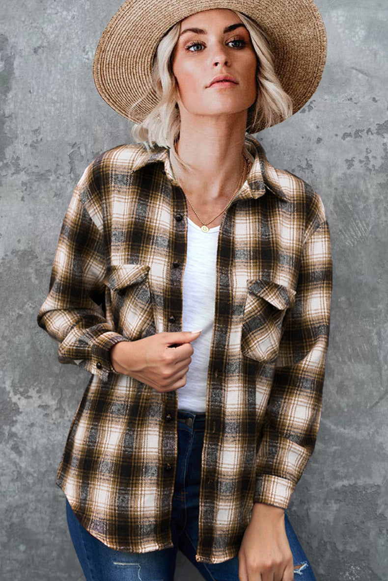 Variant image for Dam Skjorta Långärmad Rutig Polyester Löst Fit-7