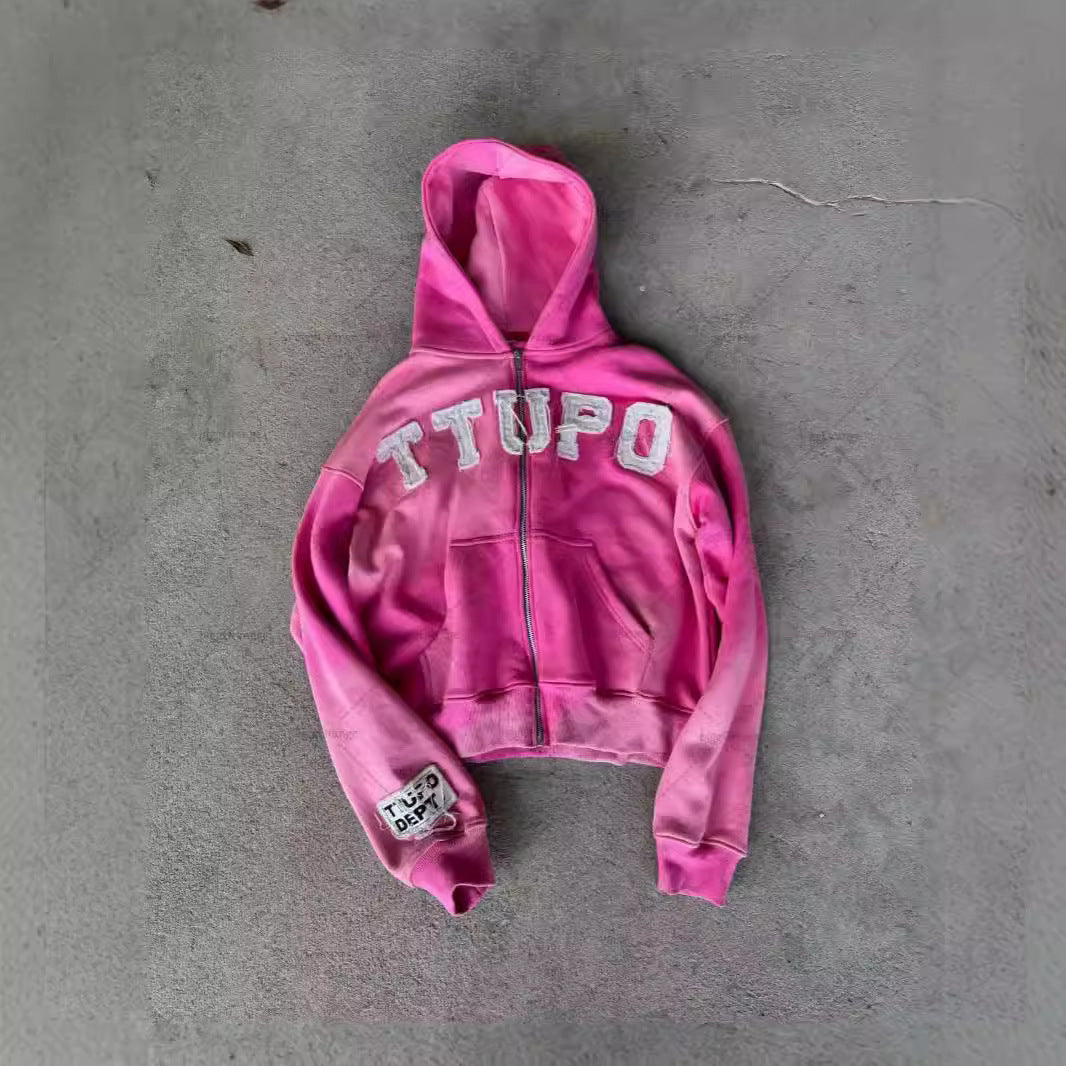 Lång Hoodie Dam Tryckt Design Polyester Gatastil-2