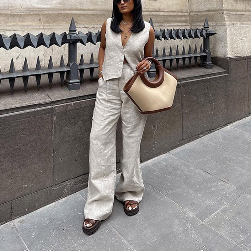 Variant image for Kvinnors Ärmlös Västbyxa Av Bomull Med Patchworkdetaljer-6