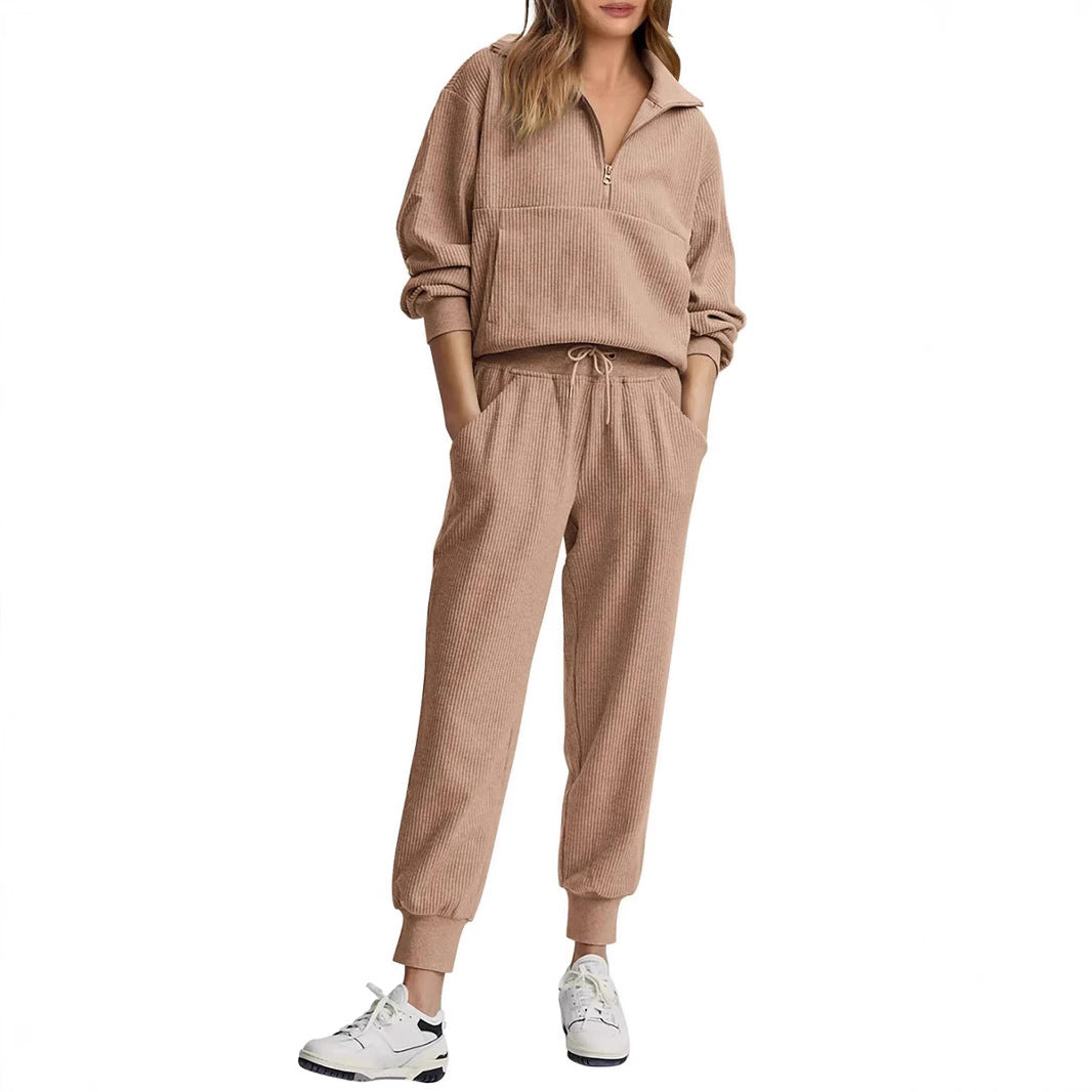 Herr Halvzip Sportuppsättning Långärmad Polyester-4