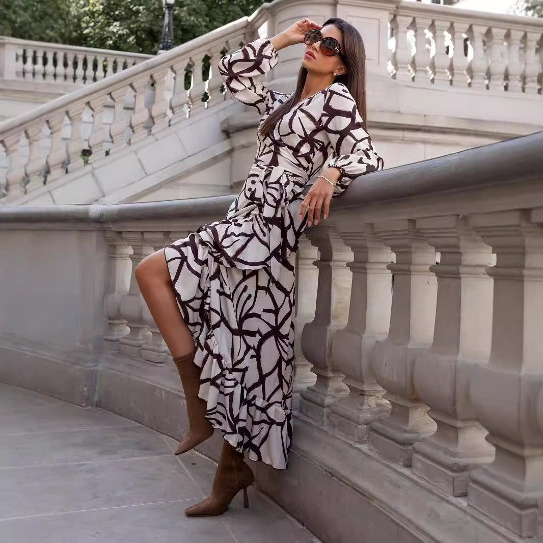 Variant image for Damklänning Asymmetrisk Maxi Polyester Elegant Långärmad-11