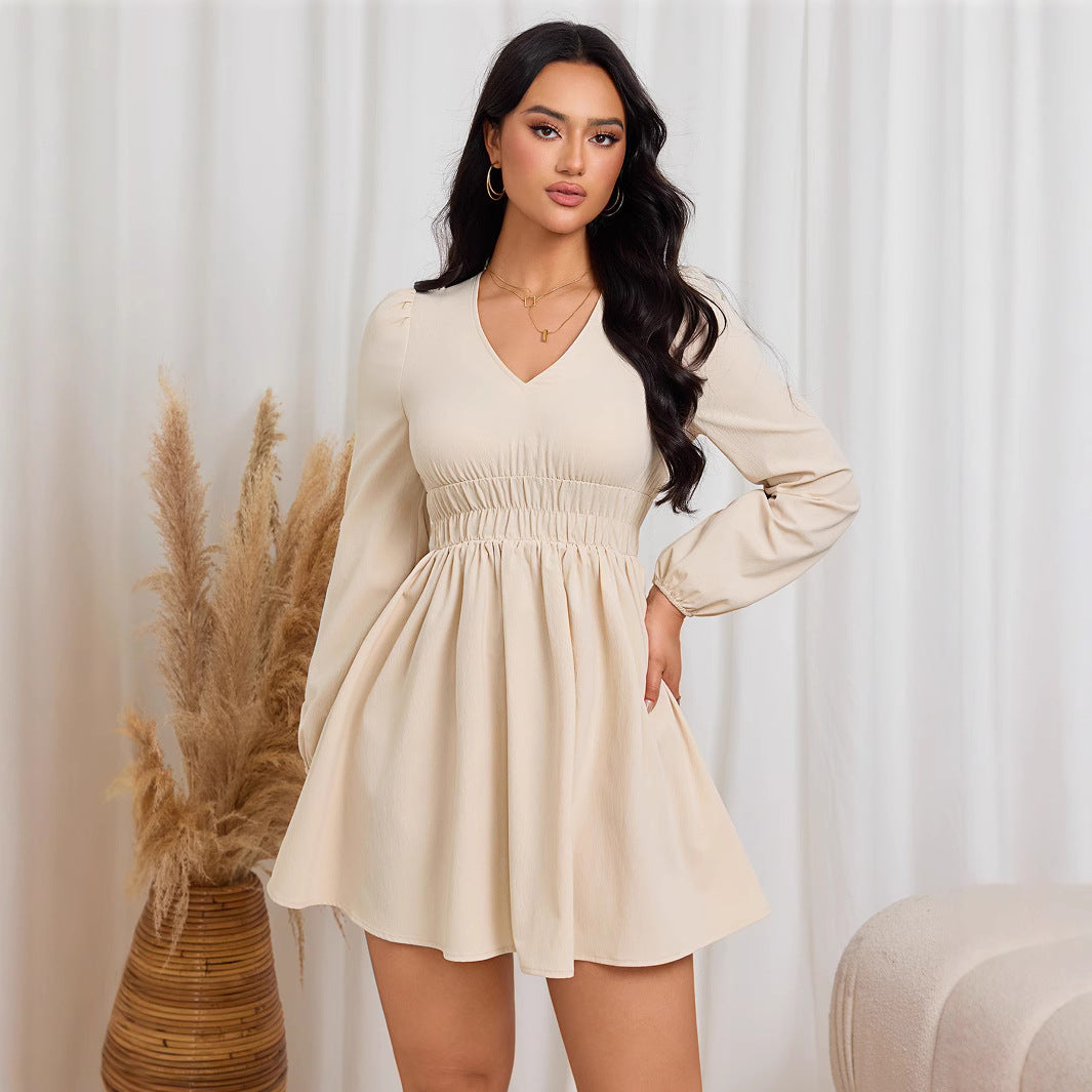 Dam A-Line Kjol V-ringning Elastisk Polyester-3