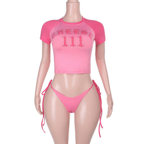Kvinnors Sportbikini Kortärmad Top Snabbtorkande Material Justerbara Sidoband 1