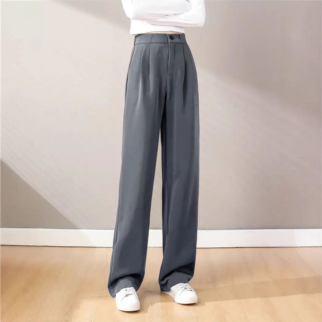 Snygga Byxor Dam Långa Casual Polyester Medelmidja-5