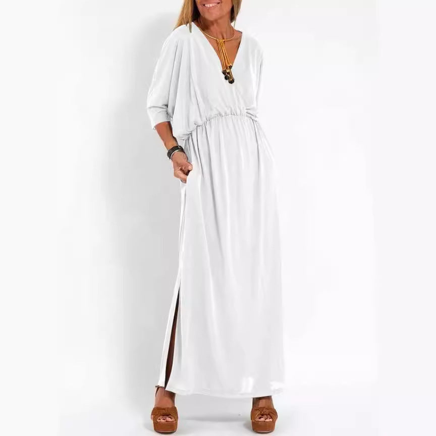 Kvinnors Kort Klänning Hög Midja Silke-5