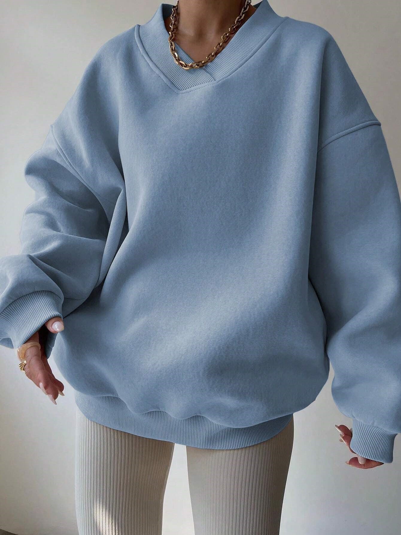 Variant image for Dam Långärmad Tröja Avslappnad Polyester Loose Fit-21
