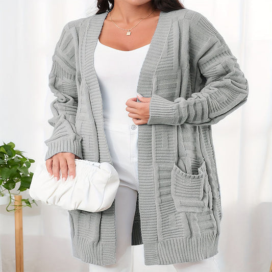 Dam Cardigan Slim Fit V-neck Mid-Length Mjuk Tyg-1