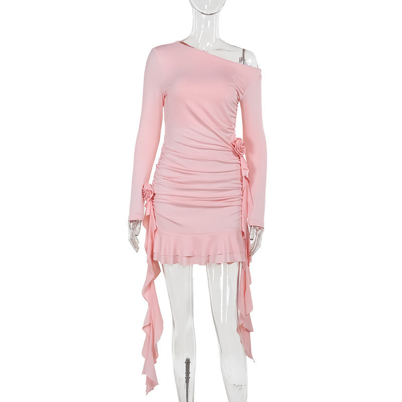 Kvinnors Glittrig Miniklänning Asymmetrisk Design Elastisk Tyg 7