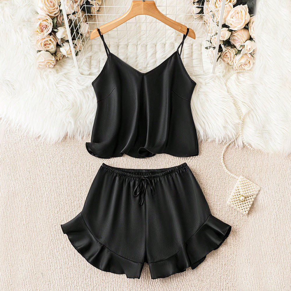 Dam Pyjamas Set med Volanger och Shorts i Mjuk Bomull 2