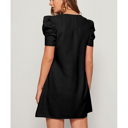 Kvinna A-Line Klänning Puffärmar Polyester-1