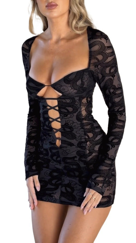 Damklänning V-ringad Slim Fit Mini Polyester Spandex-5